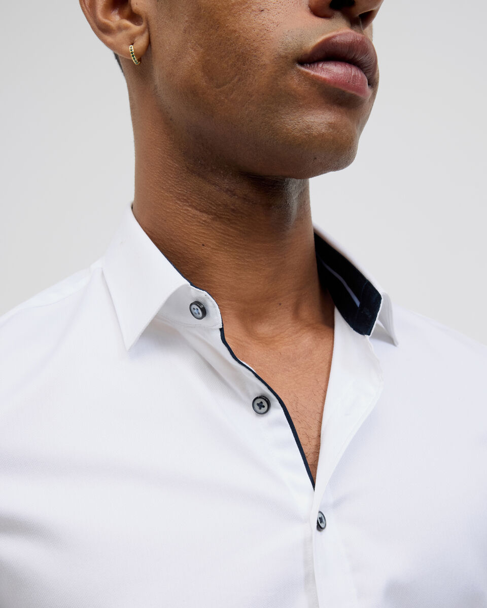 Accent Stretch Long Sleeve Shirt, White, hi-res